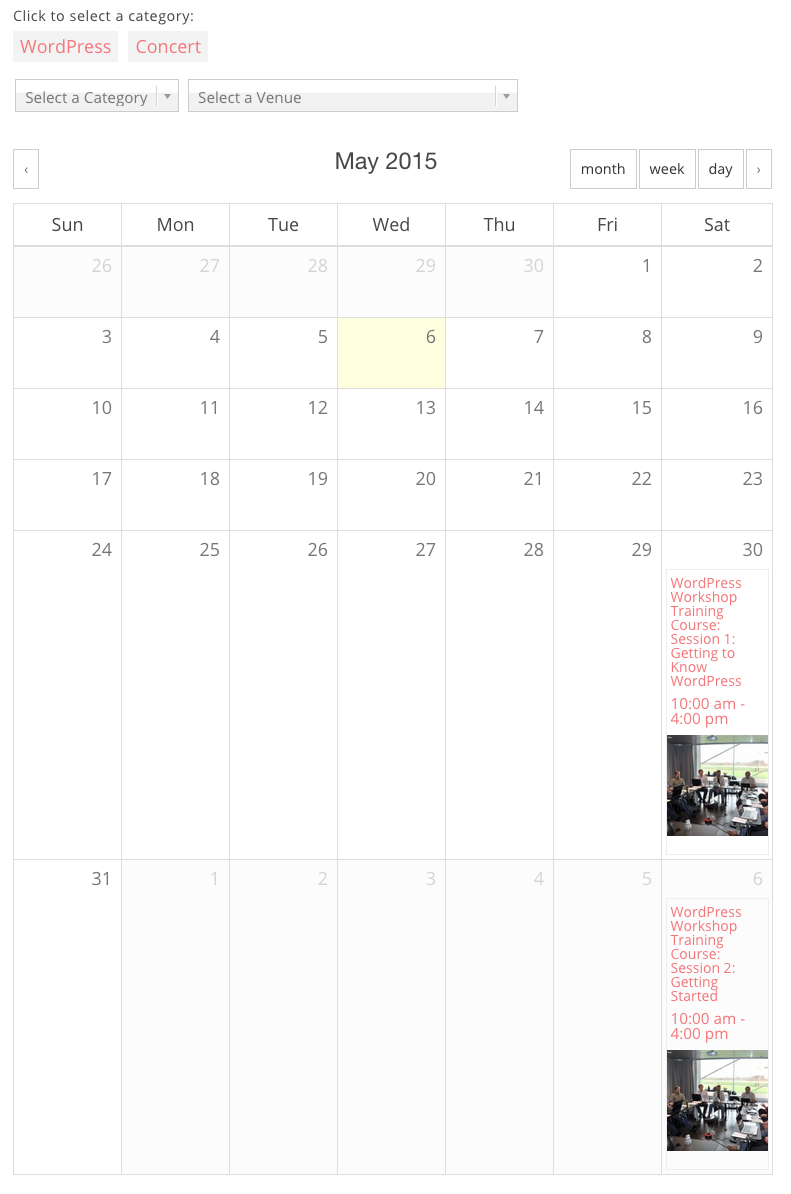 calendar thumbnail images