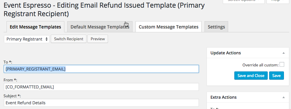 refund message type primary registrant email